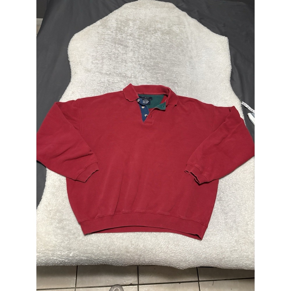 Vintage 90's Levi's Dockers Long Sleeve Red Cotton Pique Polo Rugby Pullover M